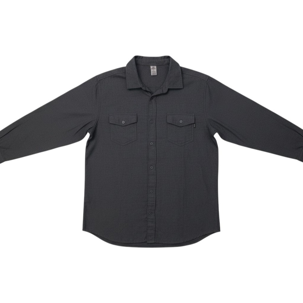 Hurley Men's Long Sleeve Button Up Shirt Charcoal Gray Workwear Pocket Large